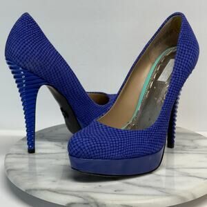 Rachel Rachel Roy Kamaria Leather Platform Pumps 5.5" Heels‎ Blue 6 Leather